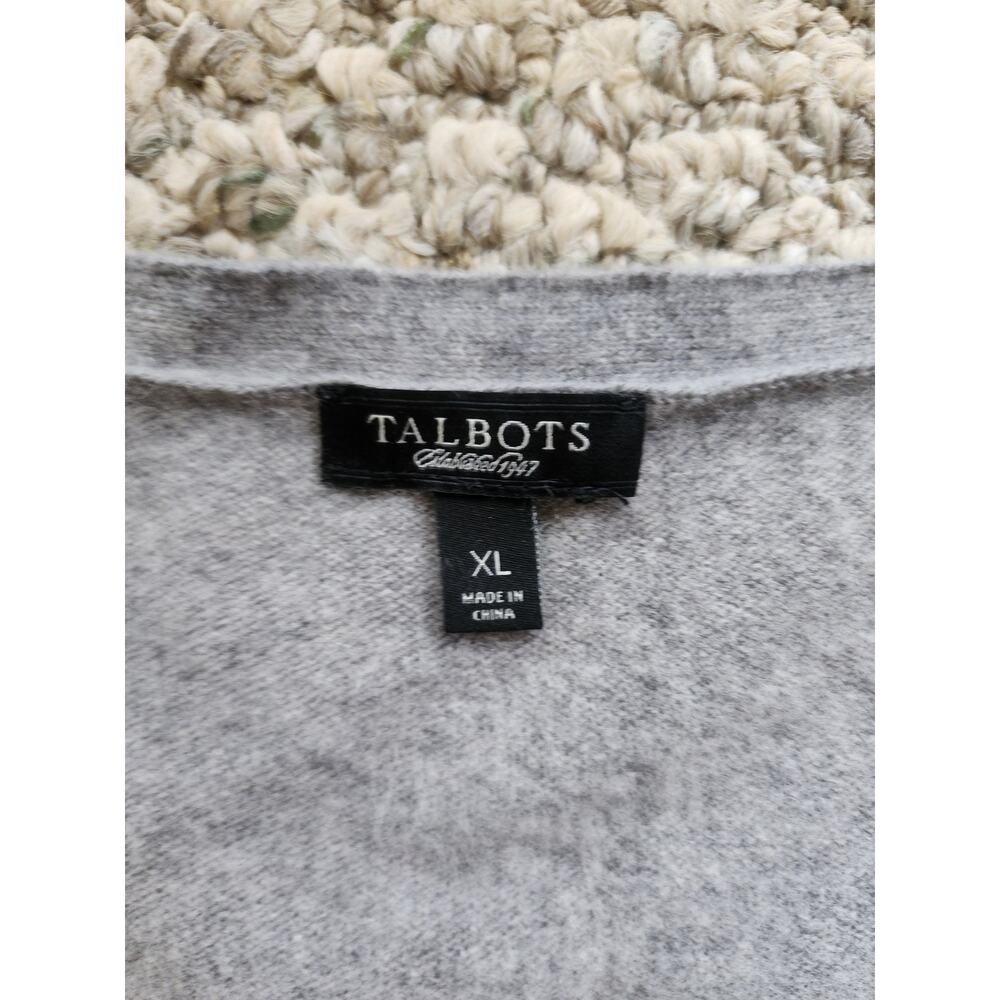 Talbots Womens XLarge Gray Lambswool Blend Classic Cardigan Long Sleeve Sweater - Picture 6 of 9